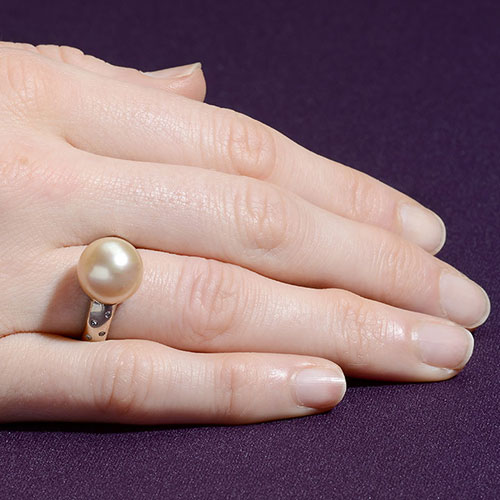 12mm Golden South Seas Pearl & Diamond Ring